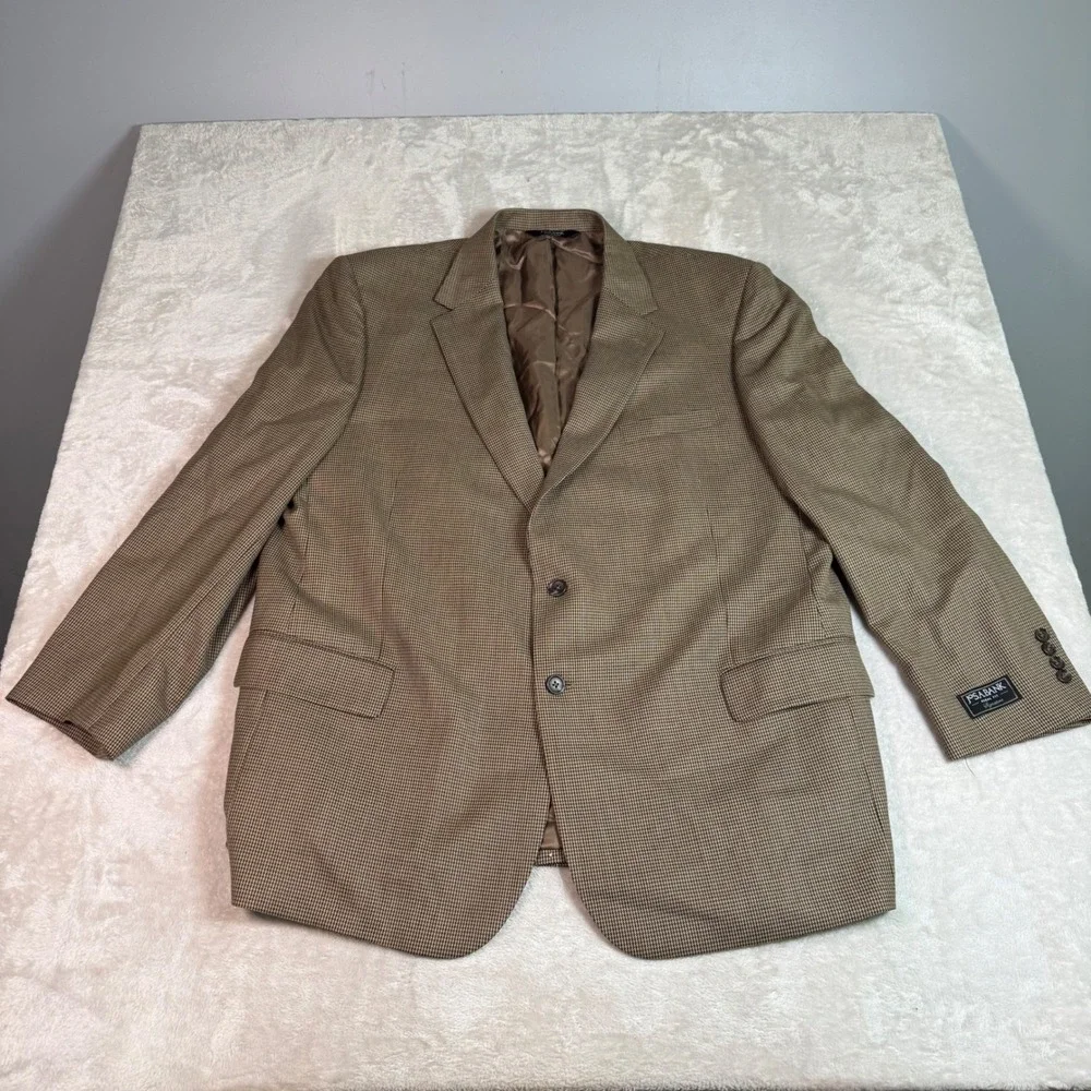 NEW Jos A Bank Mens Signature Brown Black Houndstooth 100% Wool Blazer 50R